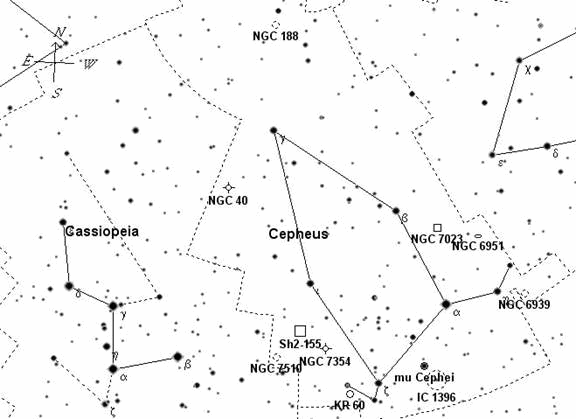 Обзорная карта созвездия Цефей