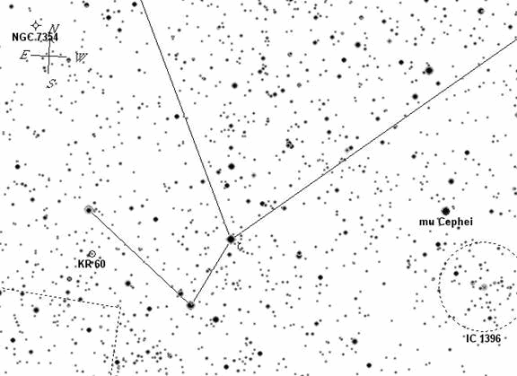 Kruger 60, Mu Cephei, NGC 7354 and IC 1396