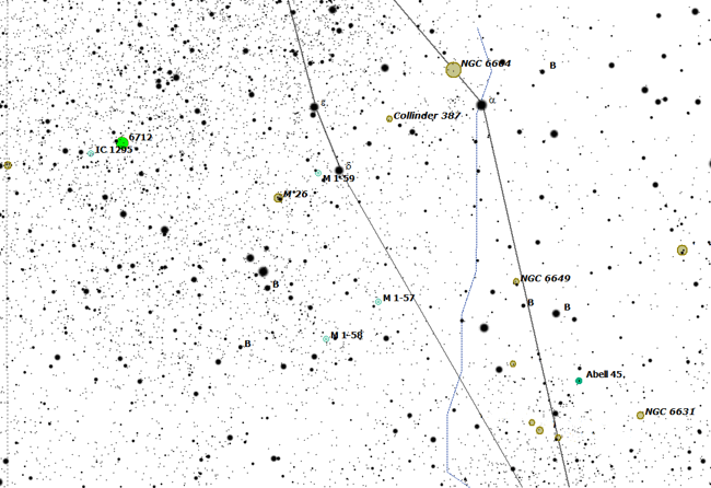 Поисковая карта по созвездию Щит