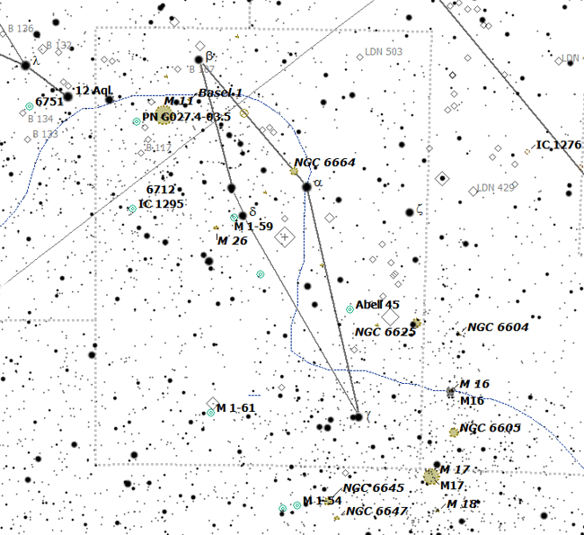 Обзорная карта созвездия Щит