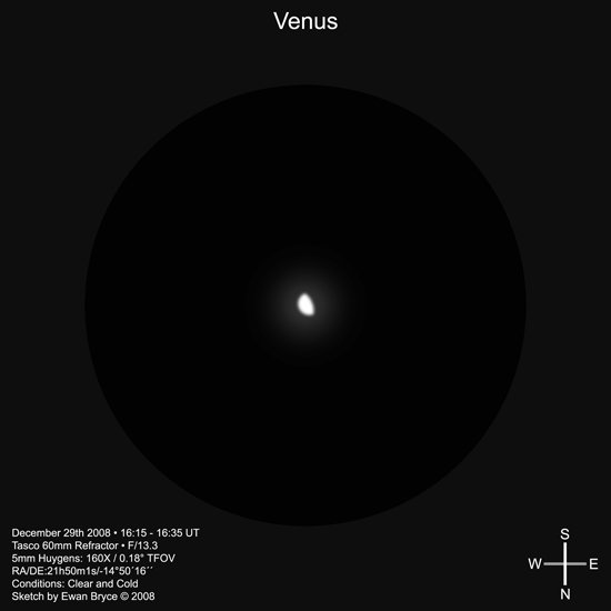 Вид Венеры в небольшой телескоп